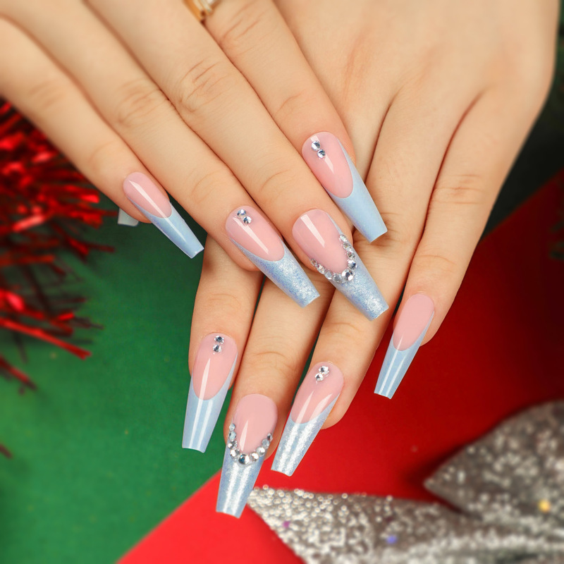 Cross-border popular nail products wholesale European and American Flash diamond fake nail nail patch finished wear nail detachable Cross-border popular nail products wholesale European and American Flash diamond fake nail nail patch finished wear nail detachable