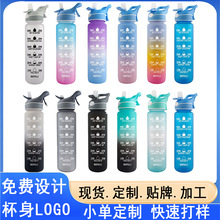 定制1L喷雾水杯亚马逊跨境爆款tritan水杯太空杯户外运动塑料水樽