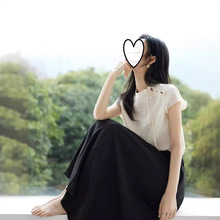对白【荼白】薄荷曼波新中式亚麻短袖衬衫女2024夏季新款国风小衫