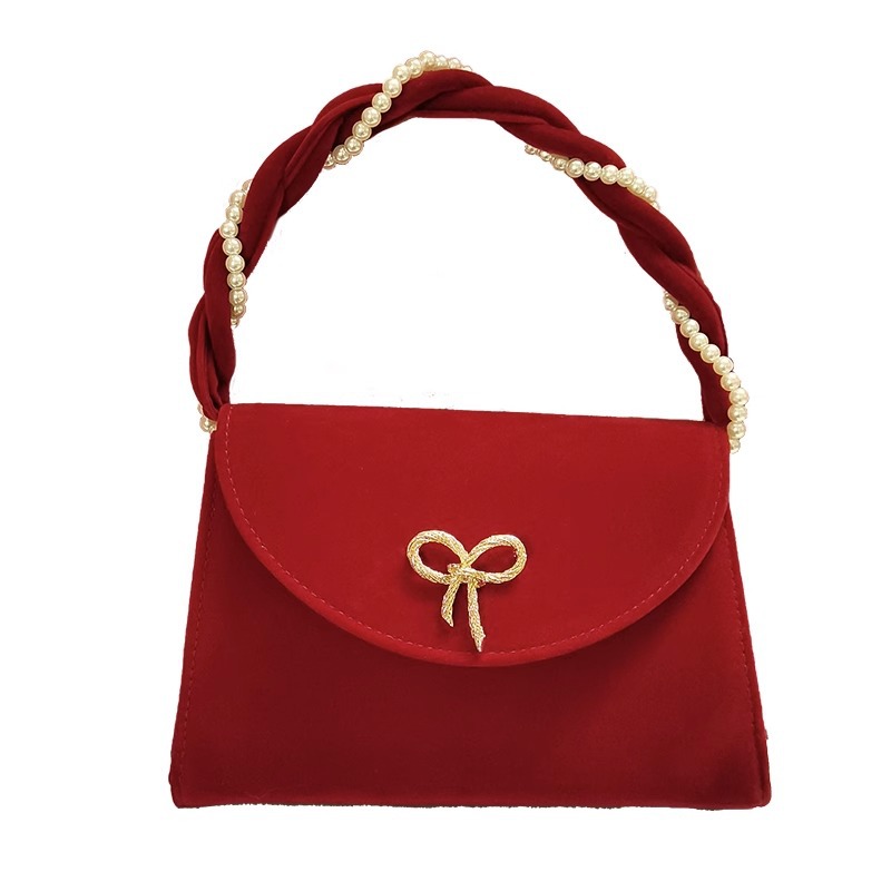 Bolso de Mano Rojo para Novia, Regalo del Día de San Valentín Chino, Bolso Bandolera con Textura Elevada para Mujer, Nuevo Modelo 2025