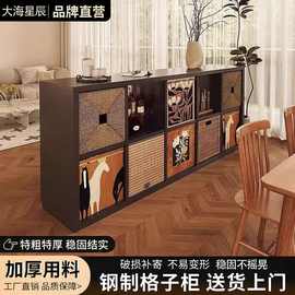 钢制自由组合格子柜中古风客厅落地置物柜家用收纳储物柜环保书柜