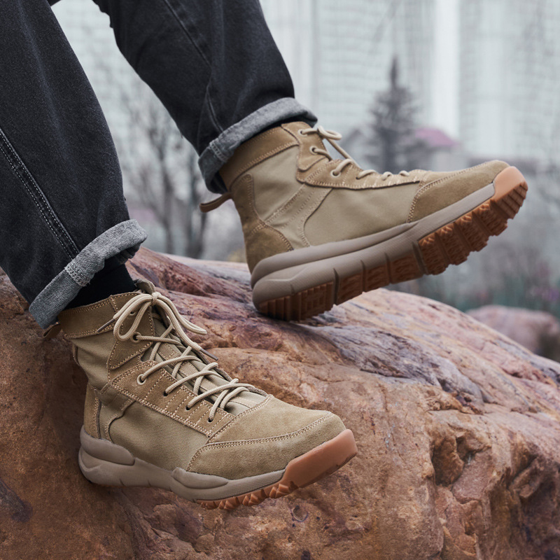 New combat training boots ultra-light breathable hiking shoes waterproof cowhide outdoor boots men wear-resistant anti-puncture desert boots_voghion.com
