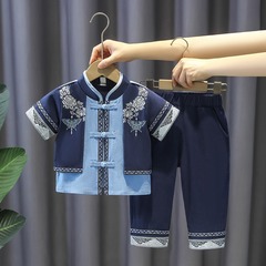 漢服男童夏季民族風套裝兒童新中式洋氣唐裝寶寶夏款國風周歲禮服