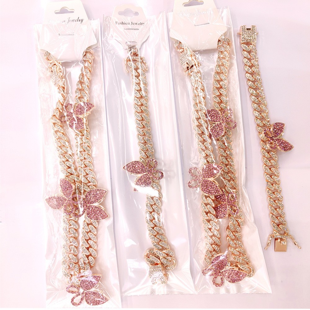 Personalised Cuban Link Butterfly Necklace Gold Plated Hip Hop_voghion.com