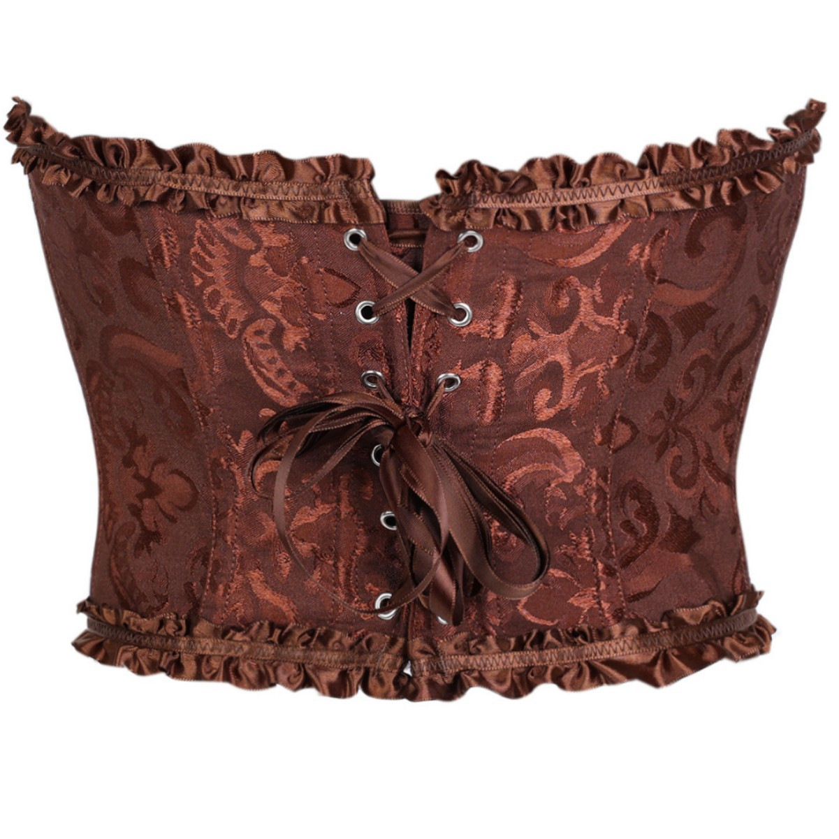 Europa y los Estados Unidos corto encaje marrón botón delantero de encaje de pecho de hueso de pescado corsé plástico Amazon suministro transfronterizo