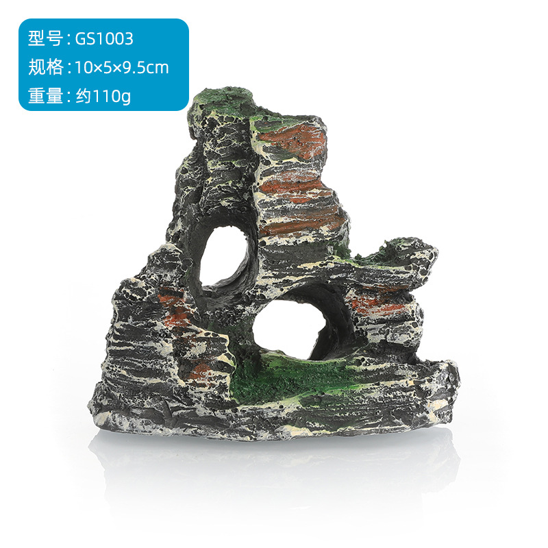 Decoración de paisajismo de pecera, simulación de acuario de rocalla de resina, pequeña rocalla, artesanías para el hogar, adornos de agujeros de refugio de peces y camarones