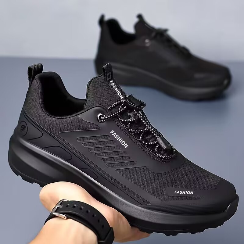 Zapatos de hombre al aire libre 2025 nuevos zapatos deportivos de botón giratorio de suela gruesa de primavera y verano