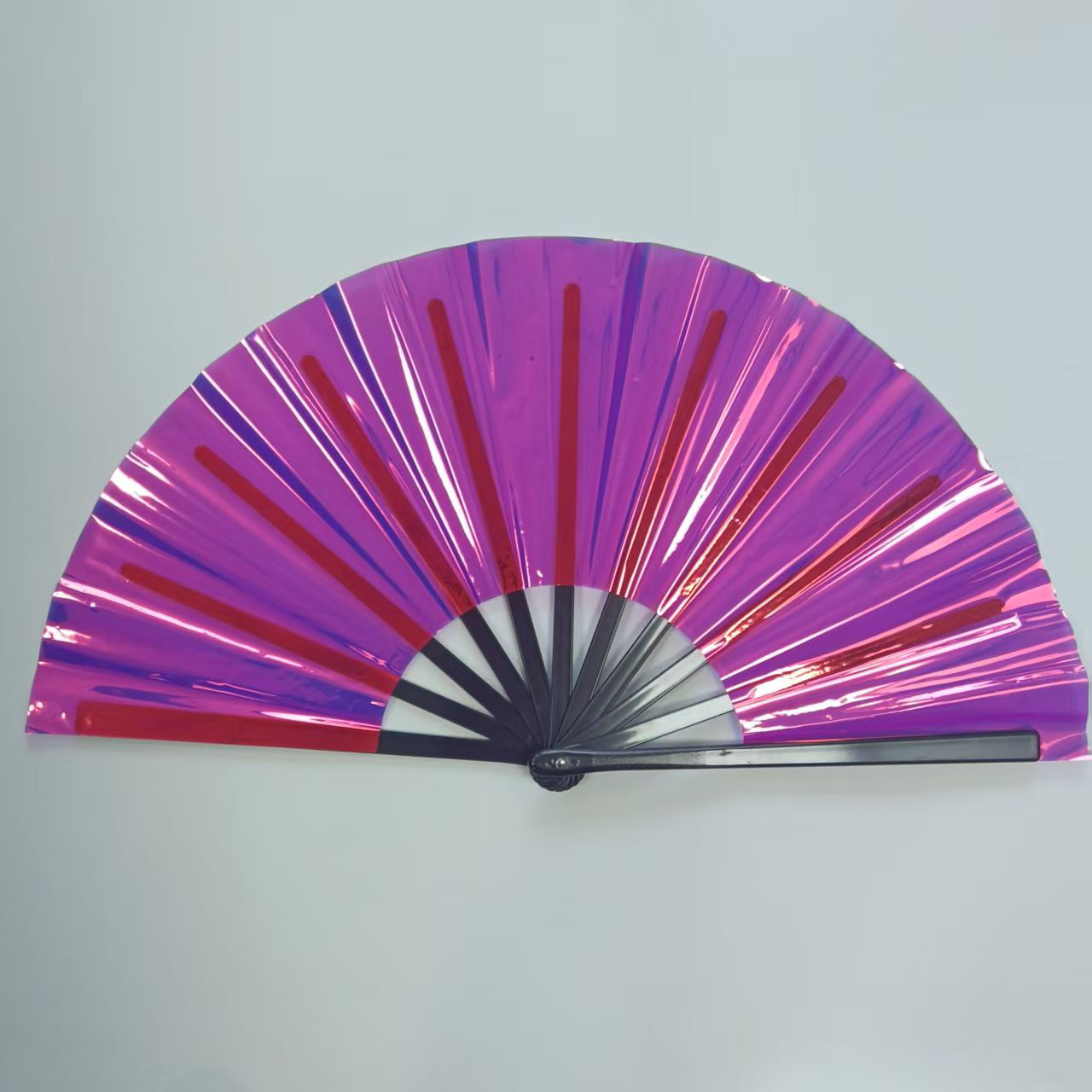 Nuevo abanico láser de PVC de venta caliente transfronterizo abanico de Tai Chi abanico de Kung Fu plegable holográfico concierto abanico colorido