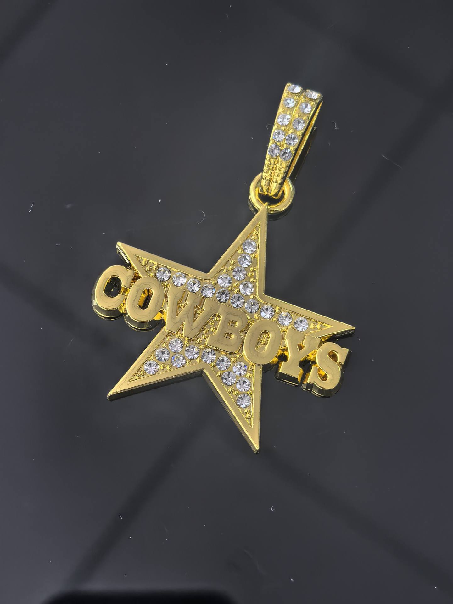 Lujo ligero de diamante completo colgante COWBOYS cadena cubana personalidad de moda cool pareja colgante hip hop personalizado