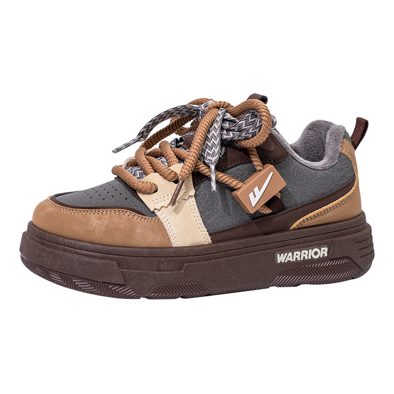 Backforce cuero de moda confort de tendencia zapatos de skate de suela gruesa de alto valor de la apariencia calentamiento de estilo universitario zapatos de algodón de color universal