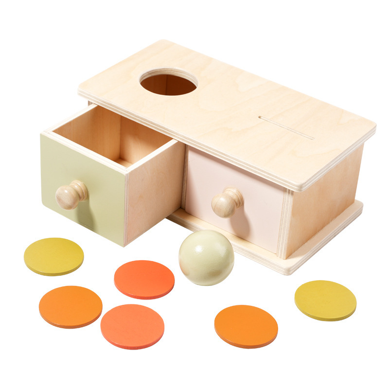 Montessori ayudas didácticas Caja de cajones de madera Caja de monedas de jardín de infantes Caja de lanzamiento Educación Educación Puzzle Juguetes de educación temprana Monterey