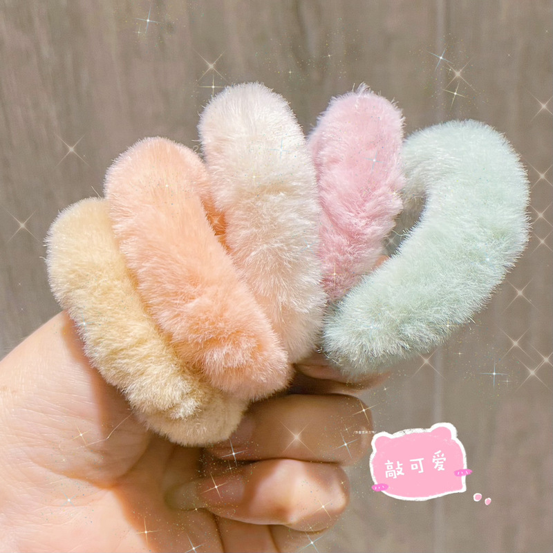 새로운 어린이 봉제 대형 장내 헤어 링 가을과 겨울 토끼 귀 테리 헤드 로프 포니 테일 고무 밴드 헤어 로프 헤어 액세서리