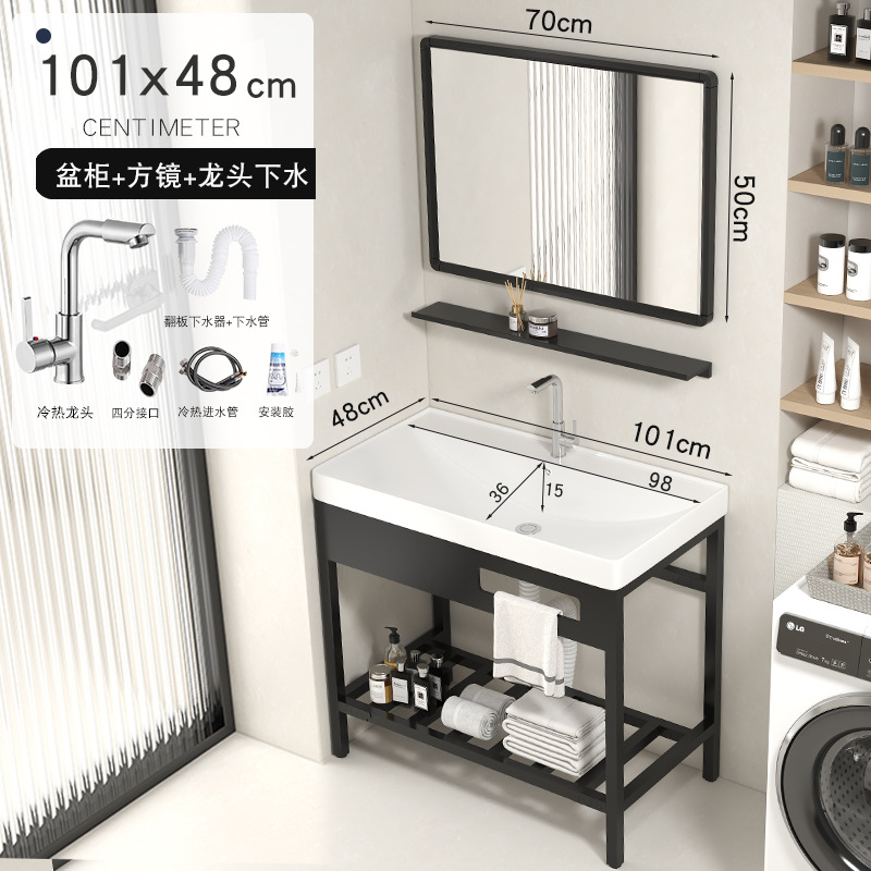 101x48cm soporte cuenca + lanzamiento + grifo + espejo cuadrado