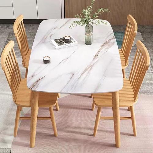 Solid wood slate dining table rectangular modern simple restaurant table Nordic log small apartment combination home table