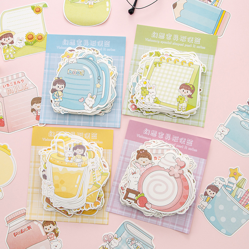 Alien cartoon sticky notes, IN-style Japanese cute, non-adhesive, writable, journal collage, note-making material paper