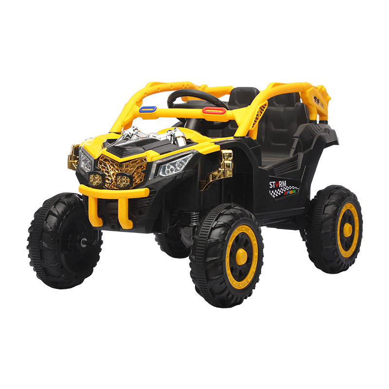 Carro eléctrico de cuatro ruedas para niños, coche de control remoto de dos personas, coche de juguete recargable para niños, niños, niños, niños, vehículos todoterreno