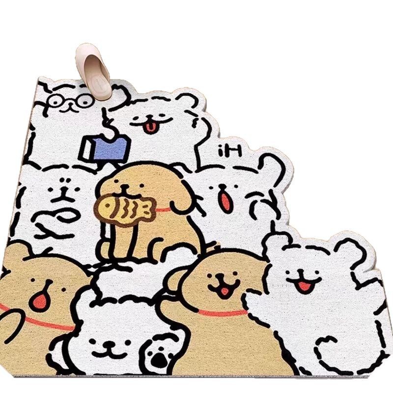 卡通小狗入户门垫丝圈地垫可剪裁刮泥除尘防滑耐磨PVC脚垫批发|undefined