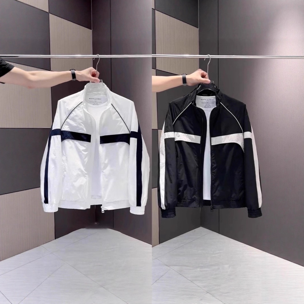 Cross-Border 2025 Summer New Contrast Color Splicing Jacket Men's Simple Fashion Versatile Top Stand Collar Double Layer Jacket