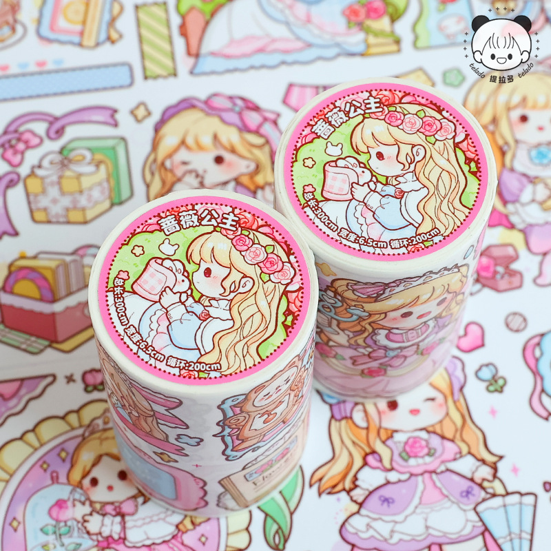 Tie-dye Rose Princess Wide Tape Cute Girl Heart Notebook Tape Sticker Special Oil and Paper Tape