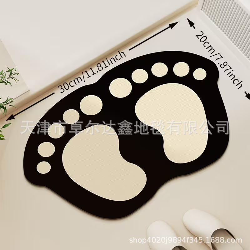 创意卡通大脚丫异形硅藻泥软垫浴室吸水速干脚垫厕所卫生间防滑垫