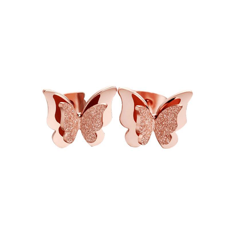 Fashion Simple Style Butterfly Titanium Steel Plating Butterfly Earrings display picture 5