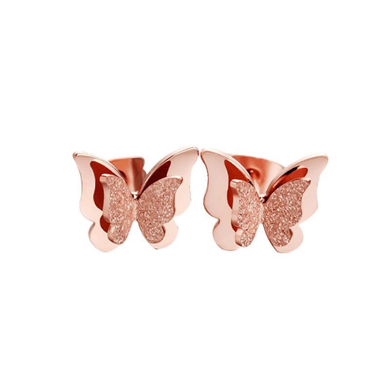Women'S Gender Plating, Butterfly Design Fashion, Simple Style Style Fashion Simple Style Butterfly Titanium Steel Plating Butterfly Earrings