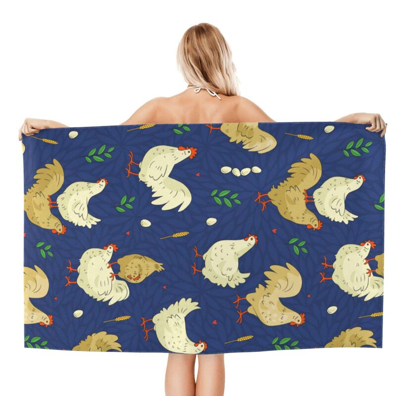 Cross Border Funny Chicken Printed Beach Towel Microfiber Seaside Holiday Bath Towel Sport Fitness Towel Wholesale