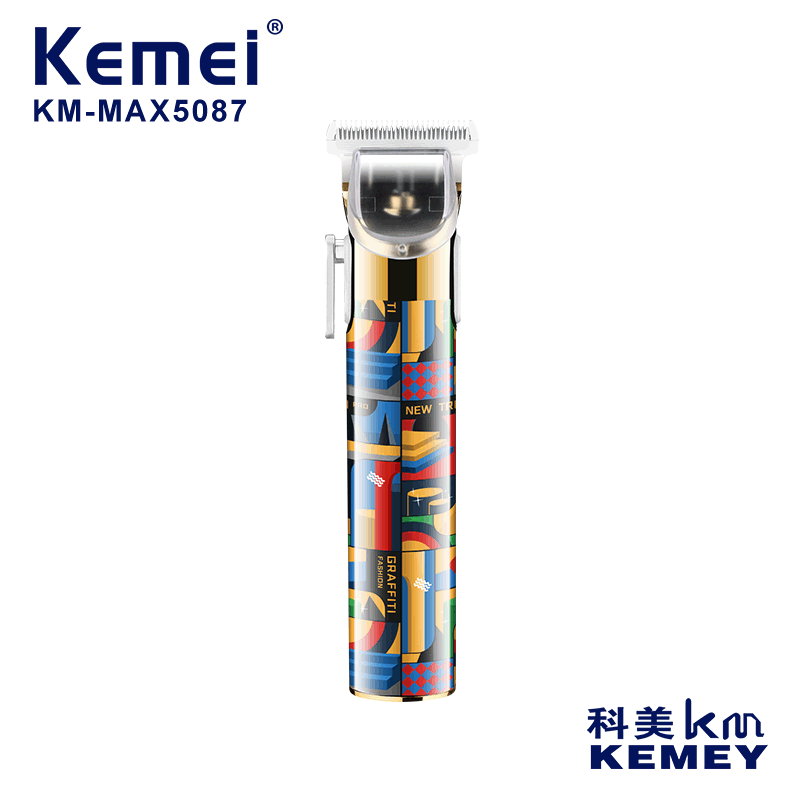 Kemei cortadora de cabello eléctrica KM-MAX5087 graffiti transparente LED digital USB recargable cortadora de cabello