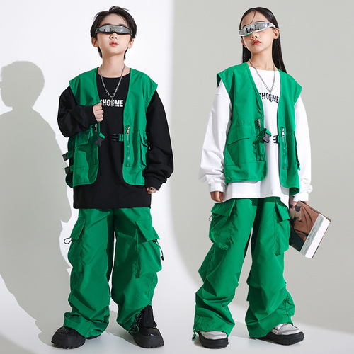 Girls' Jazz Dance Costume Cool Japanese Street Dance Performance Suit Set Children's Hip-Hop Hiphop Fashion Show Stage Trendy