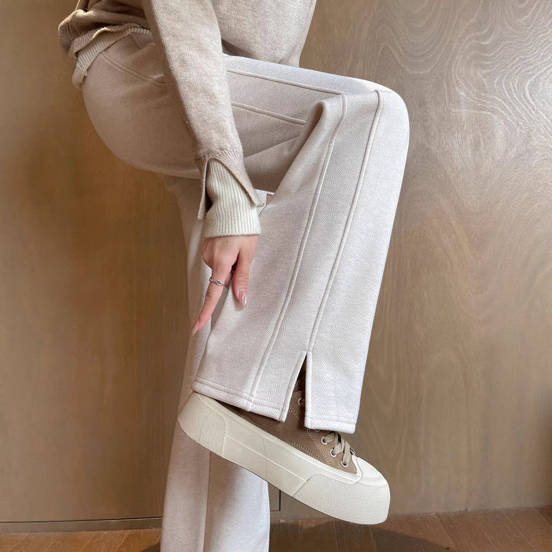 Herringbone Wide-Leg Pants for Women 2026 Spring New Slim-Fit Straight Pants with Drape Effect for Petite Figures Narrow Version Banana Pants Herringbone Wide-Leg Pants for Women 2026 Spring New Slim-Fit Straight Pants with Drape Effect for Petite Figures Narrow Version Banana Pants