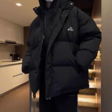 情侣冬装外套高级感棉服2023新款潮牌潮流棉袄纯色立领宽松棉衣男