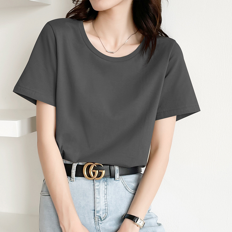 厚手無地不浸透性200g綿ラウンドネック半袖Tシャツ厚手純白ボトムシャツTシャツ男女兼用|undefined