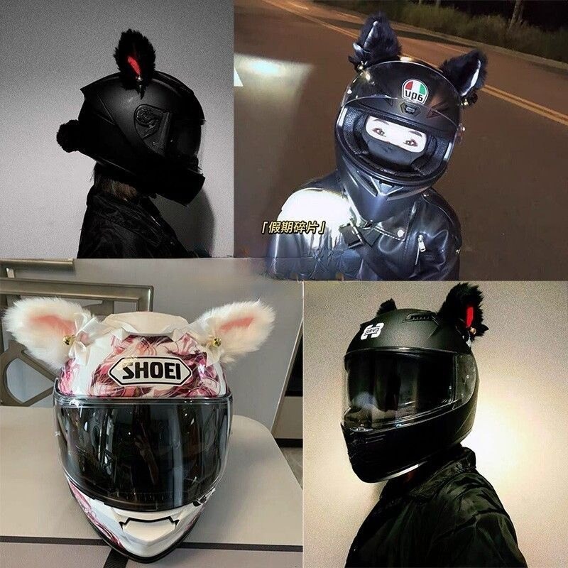 Decorative Cat Ears Accessory for Motorcycles, Electric Scooters, Kuromi Headwear, Helmet, Detachable 3D Motorcycle Accessory