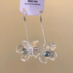 透明花朵耳环女款适合夏天的流苏耳坠独特漂亮海边度假风独特耳饰