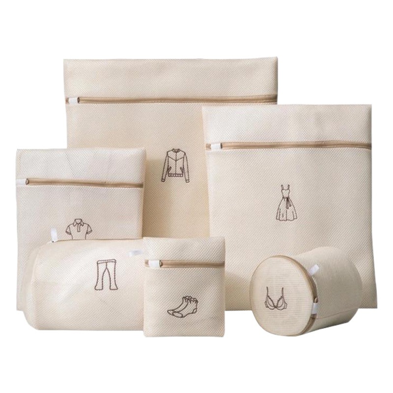 Bolsa de lavandería de bordado sándwich Juego de bolsa de lavado de sujetador de doble capa gruesa Bolsa de red de lavado especial anti-deformación para lavado a máquina