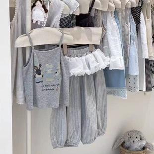 Girls' Summer Outfit 2025 New Trendy Children's Stylish Camisole Top and Casual Pants Two-Piece Set