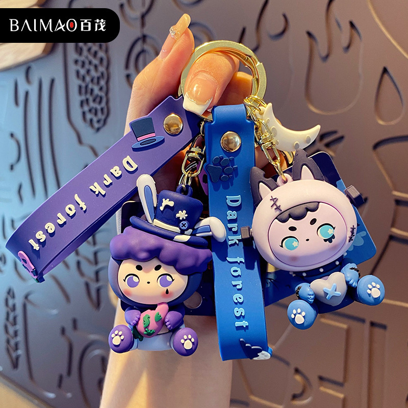 Baimao original Gothic nursery rhyme cartoon keychain men and women fashion exquisite couple key chain ring schoolbag pendant
