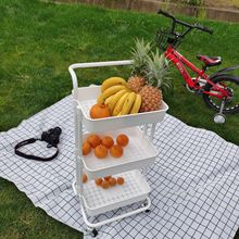 厂家可移动塑料三层手推车户外厨房用品储物架厂家供应卫生间卧室