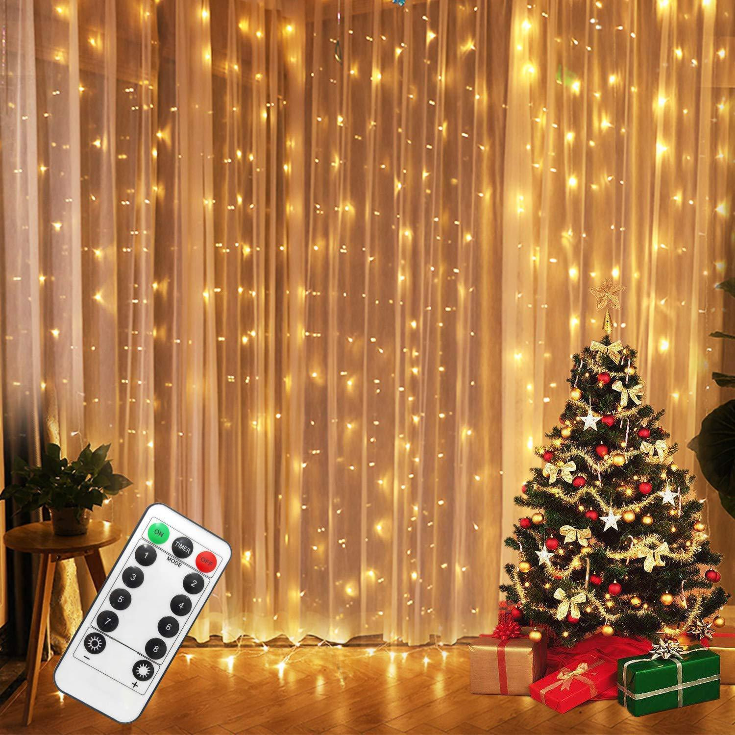 USB Remote Control 3*3 Copper Light Curtain Lights 300LED Ice Strink…
