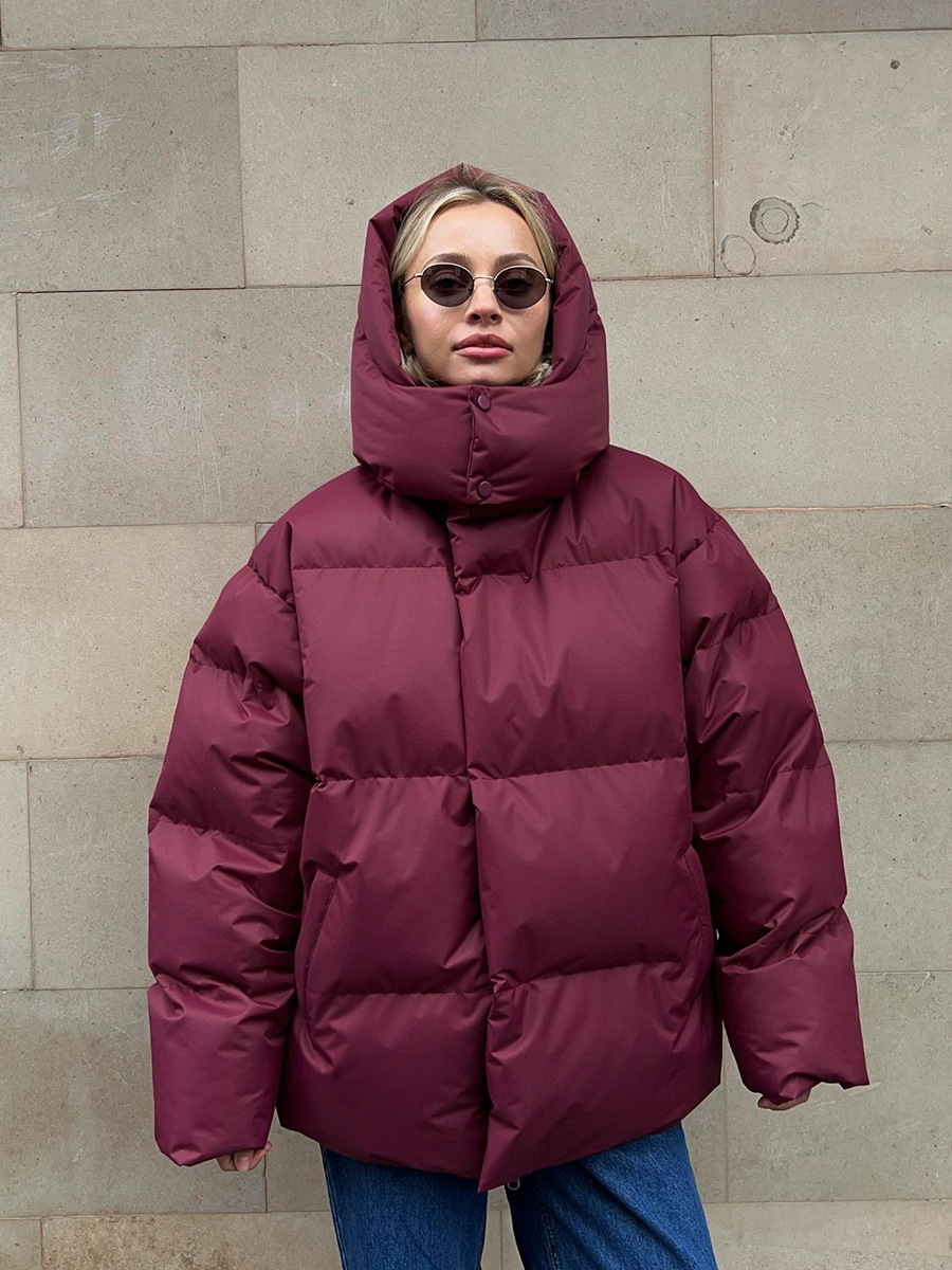 Women's Puffer Jacket Cotton Loose Warm Solid Colour Winter Coat_voghion.com