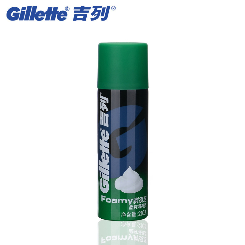 Gillette shaving foam, shaving foam gel, manual razor, softens beard, lemon mint foam, green bottle
