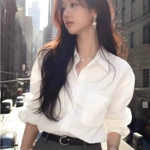 C602-法式设计感小众白色衬衫外套女装上衣新款通勤衬衣早秋季