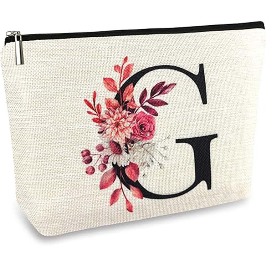 Bolso de cosméticos para mujer de Amazon transfronterizo letra patrón creativo bolsa de cosméticos bolsa de almacenamiento bolsa de cremallera impermeable de lino