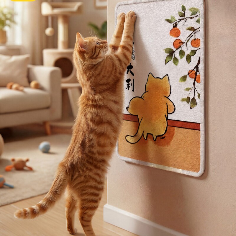 Cat Scratching Board with Looped Velvet, Cat Scratch Pad, Wall-Mounted Vertical Self-Entertainment Toy for Cats to Expend Energy Cat Scratching Board with Looped Velvet, Cat Scratch Pad, Wall-Mounted Vertical Self-Entertainment Toy for Cats to Expend Energy