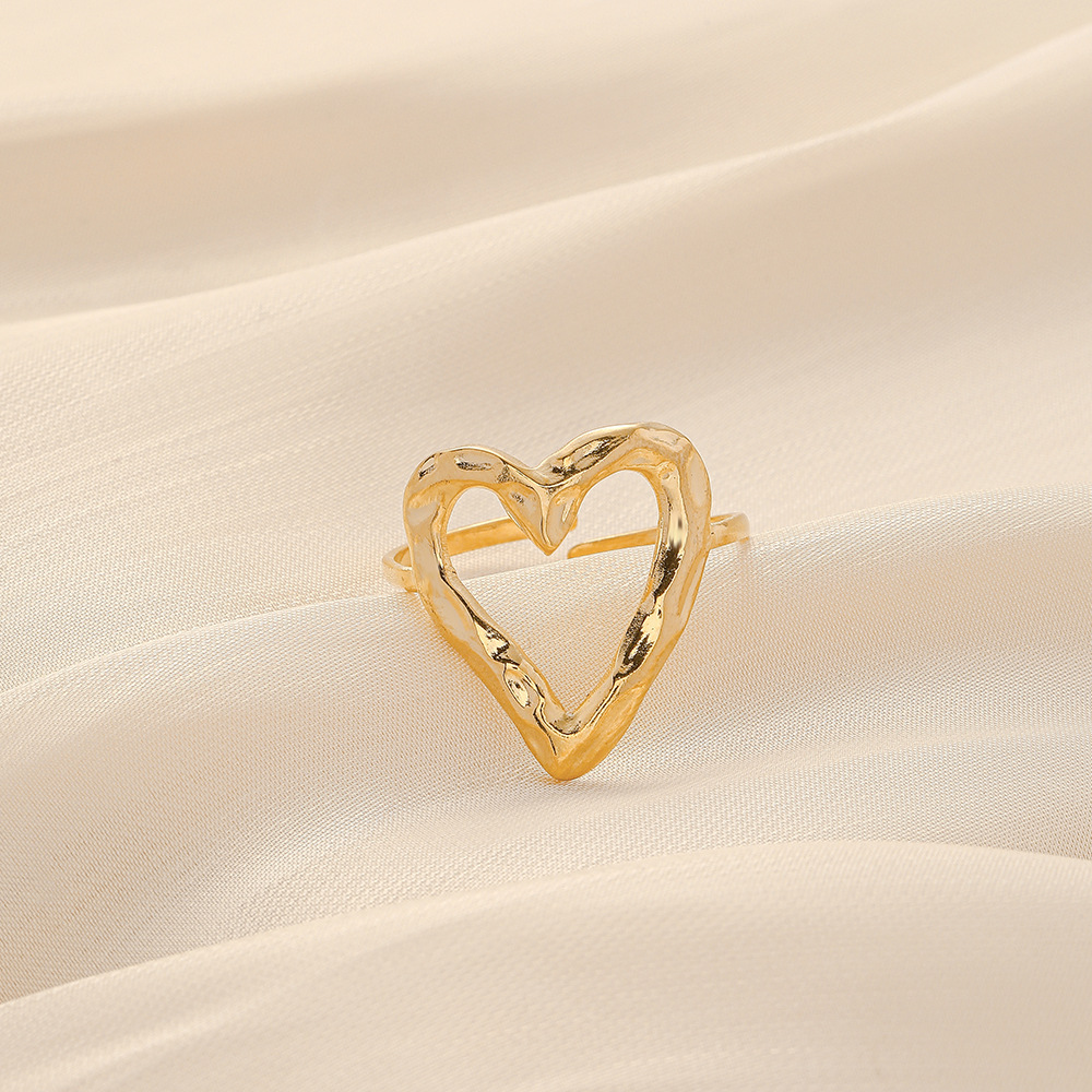 6g Weight Open Ring Classification Adjustable Ring Size 1 Piece Quantity Daily Occasion Stainless Steel Material Star, Heart Shape Pattern Women'S Gender Plating Design Simple Style Style Simple Style Star Heart Shape Stainless Steel Plating Open Ring 1 Piece 17