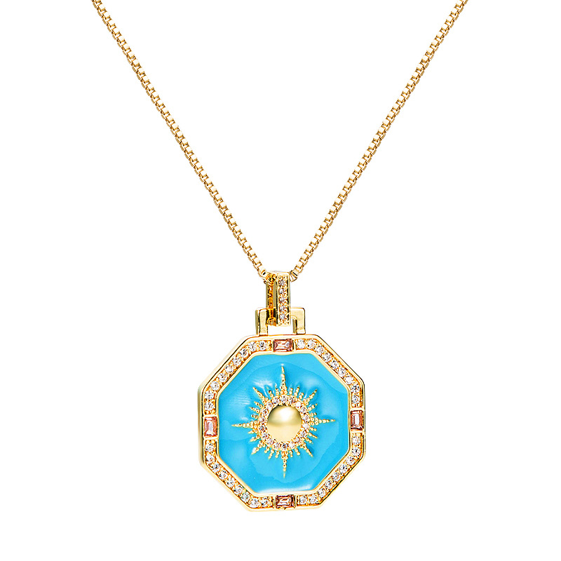Wholesale Jewelry Geometric Moon Sun Pendant Copper Necklace Nihaojewelry display picture 10