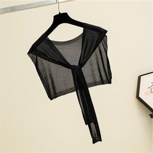 Summer Sun Protection Collar, Shoulder Shawl, Ice Silk Knitted Versatile Knotted Scarf for Women, Spring Neck Protection Thin Style