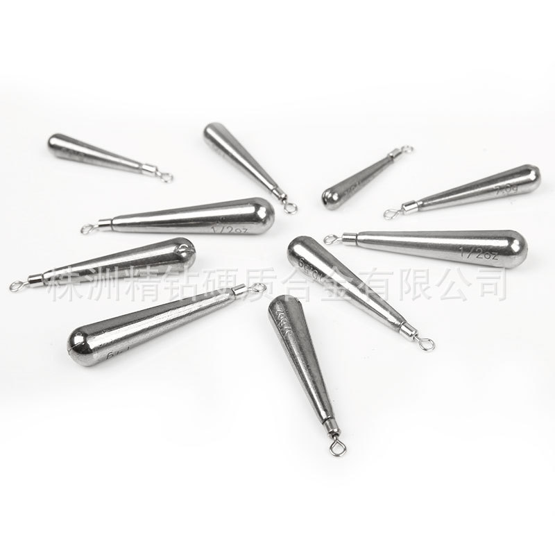 钨钢长条水滴 路亚配重配件 自由水滴97W钨合金渔坠 现货量大从优