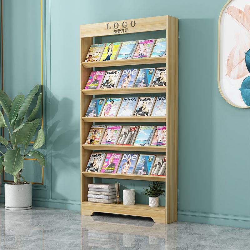 Wooden Newspaper Rack Magazine Rack Office Display Rack Single Page Folding Promotional Material Storage Floor-Standing Newspaper Rack Bookshelf