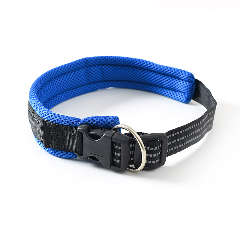 Nuevo collar de perros transpirable nylon trenzado collar de mascotas conveniente fijación ajustable collar de perros suave al por mayor